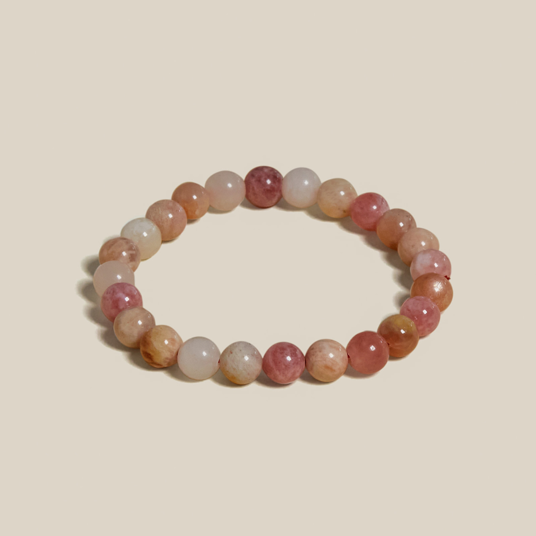 Ambarya natural peach moonstone mala bead bracelet