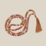 Peach Moonstone Mala Bead Necklace