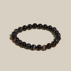 Ambarya Natural Black Agate Mala Bead Bracelet