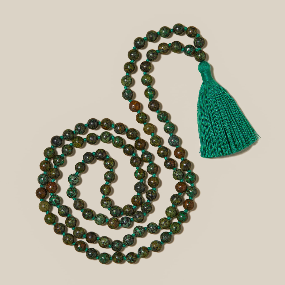 Ambarya Natural African Turquoise Mala Bead Necklace