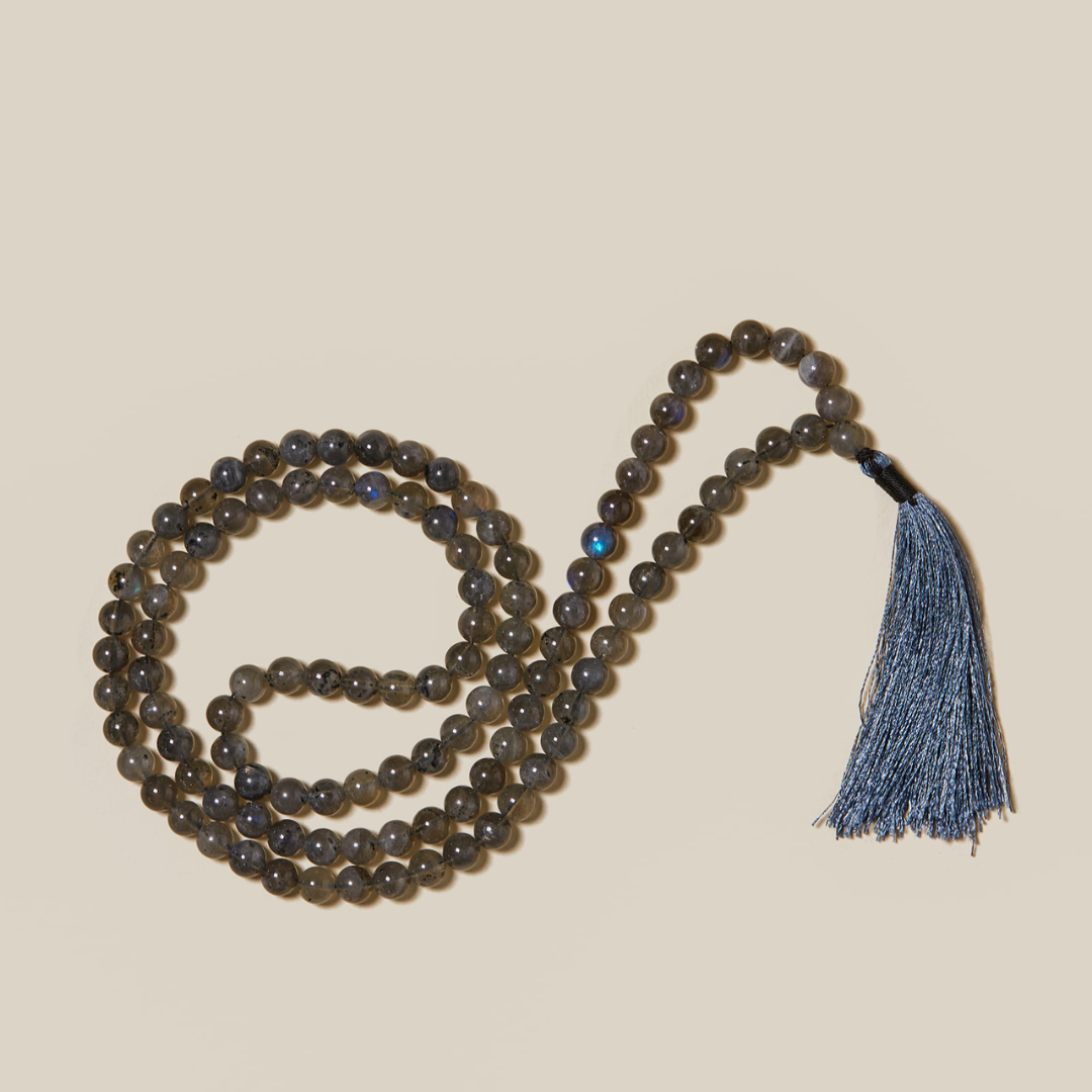 Ambarya Natural Laboradorite Mala Bead  Necklace