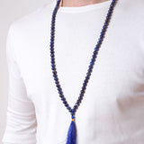 Man wearing Ambarya Wisdom - Lapis Lazuli Mala Bead Necklace 