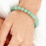 Close up of green aventurine crystal bracelet