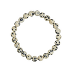 Ambarya Playfulness - Dalmation Stone Mala Bead Bracelet on white background