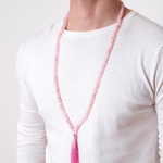 Man wearing Unconditional Love - Rose Quartz Mala Bead Necklace