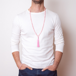Man wearing Ambarya Unconditional Love - Rose Quartz Mala Bead Necklace