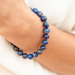 CClose up of Ambarya Wisdom - Lapis Lazuli Mala Bead Bracelet