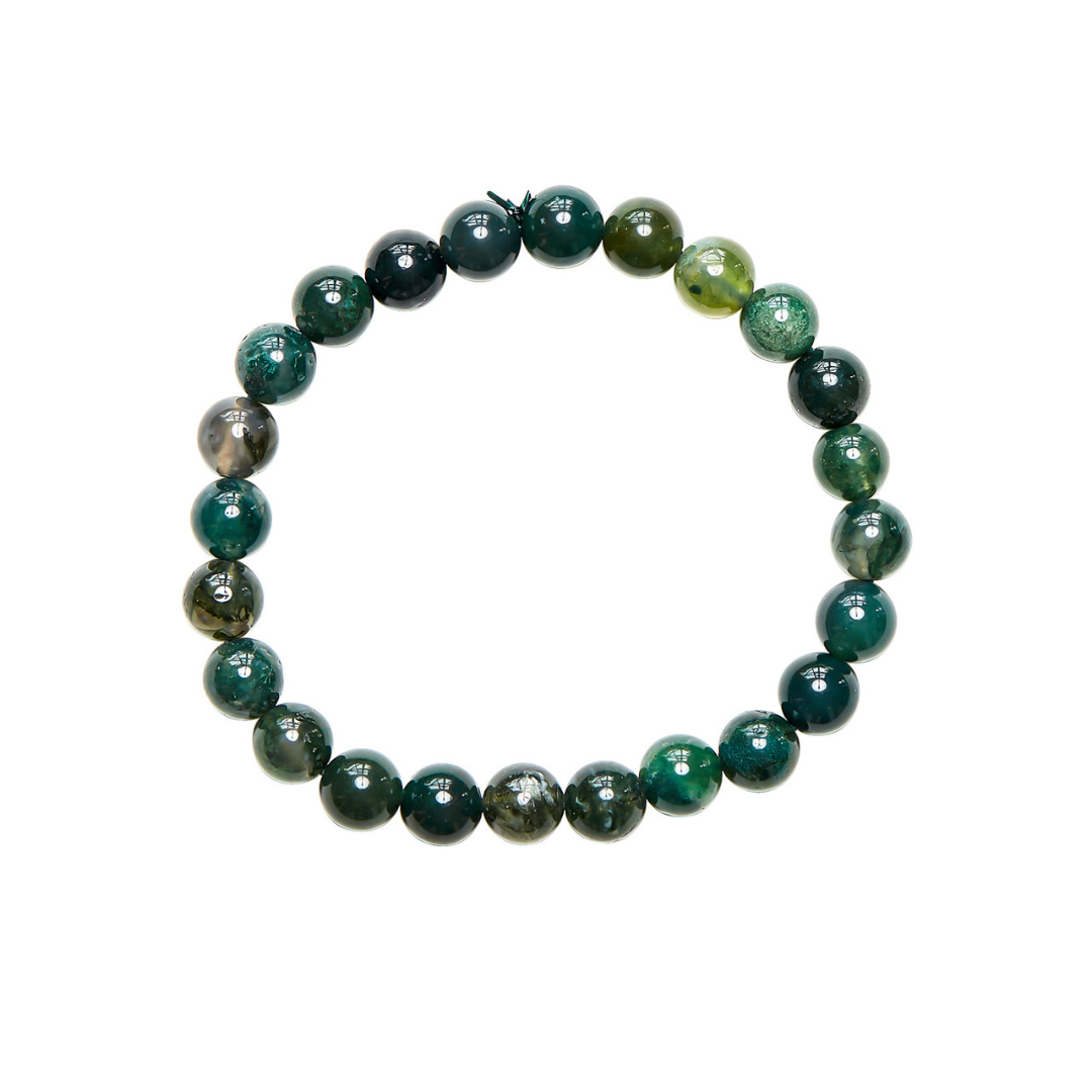 Moss Agate crystal Mala Bead bracelet